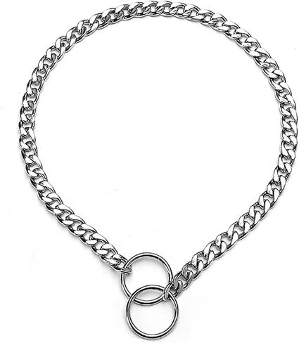 Dog Chain Collar, Cuban Link Choke Collar Adjustable Martingale Pinch Training Collar, Stainless Steel, Heavy Duty Perfect for Training Walking for Small Medium Large Dogs, Silver, XS in Kuwait