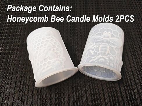 Honeycomb Bee Candle Silicone Molds 2PCS with Flowers Design, White Resin Cylindrical Mould Set, Soap Wax Beeswax Epoxy Casting Clay Mold-Kit, 2 Pack in Kuwait