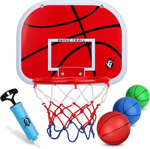 Indoor Basketball Hoop Set for Kids Adults, Mini Over The Door Hoop Set with 4 Balls for Dormitory Home Office, Upgarde Wall Mount Basketball Goal Sport Game for Boys Teen in Saudi Arabia