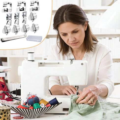 12 Pcs Hemming Foot Kit Narrow Rolled Hem Foot Set Presser Foot Sewing Rolled Hemmer Foot Narrow Sewing Machine Rolled Hem Guide Universal Sewing Clips for Sewing Machine Accessories and Tools in Kuwait