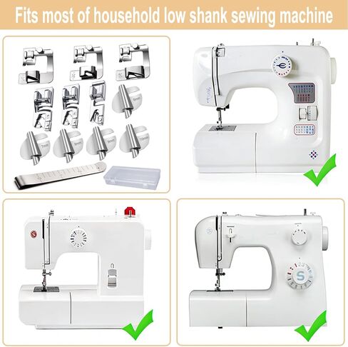 12 Pcs Hemming Foot Kit Narrow Rolled Hem Foot Set Presser Foot Sewing Rolled Hemmer Foot Narrow Sewing Machine Rolled Hem Guide Universal Sewing Clips for Sewing Machine Accessories and Tools in Kuwait