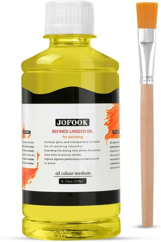 JOFOOK Refined Linseed Oil for Oil Painting with a Paintbrush,Thinner Medium for Oil Based Paint - 9.13oz (270ml),Thinning Oil for Professionals in Kuwait