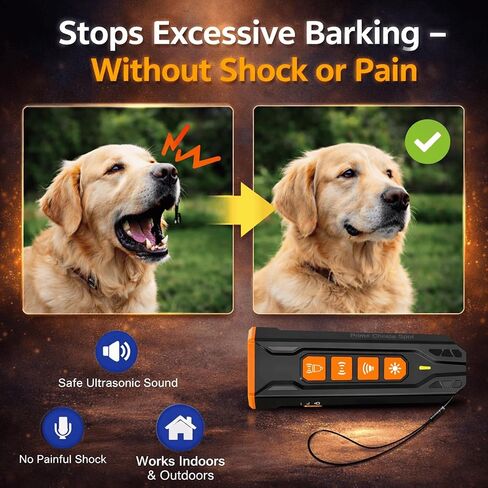 Ultrasonic Dog Bark Deterrent Handheld – Humane No-Shock Bark Control Device with Triple Emitters, 6 Modes, USB-C Rechargeable, 23ft Range for Indoor & Outdoor Training in Saudi Arabia