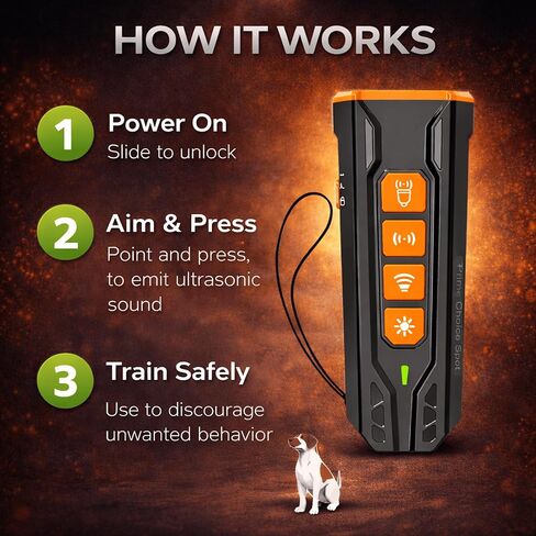 Ultrasonic Dog Bark Deterrent Handheld – Humane No-Shock Bark Control Device with Triple Emitters, 6 Modes, USB-C Rechargeable, 23ft Range for Indoor & Outdoor Training in Saudi Arabia