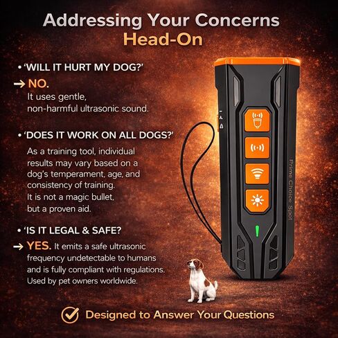 Ultrasonic Dog Bark Deterrent Handheld – Humane No-Shock Bark Control Device with Triple Emitters, 6 Modes, USB-C Rechargeable, 23ft Range for Indoor & Outdoor Training in Saudi Arabia