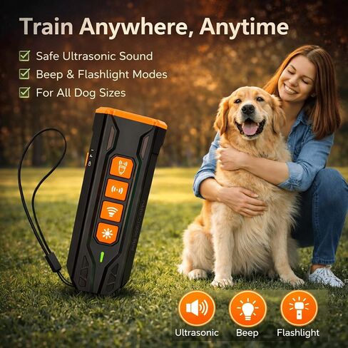 Ultrasonic Dog Bark Deterrent Handheld – Humane No-Shock Bark Control Device with Triple Emitters, 6 Modes, USB-C Rechargeable, 23ft Range for Indoor & Outdoor Training in Saudi Arabia