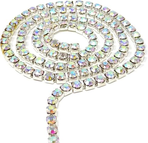 AB اللون 4MM كريستال حجر الراين إغلاق سلسلة التشذيب مخلب سلسلة مجوهرات الحرف DIY، 11 ياردة in Saudi Arabia