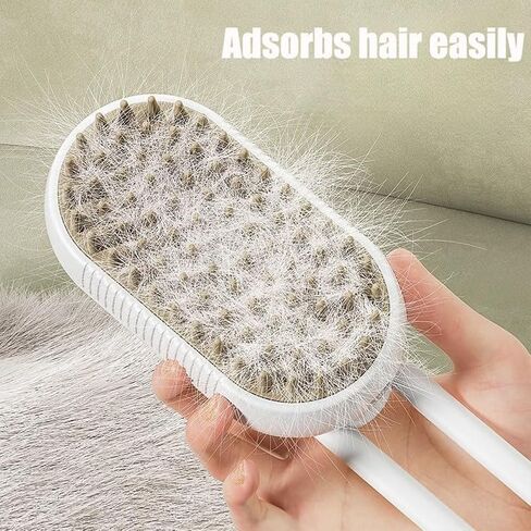 Cat Brush Quick & Easy Pet Hair Remover Comb,3 In 1 Cat Steam Pet Brush with Spray Function (White) in Saudi Arabia