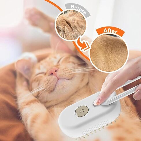 Cat Brush Quick & Easy Pet Hair Remover Comb,3 In 1 Cat Steam Pet Brush with Spray Function (White) in Saudi Arabia