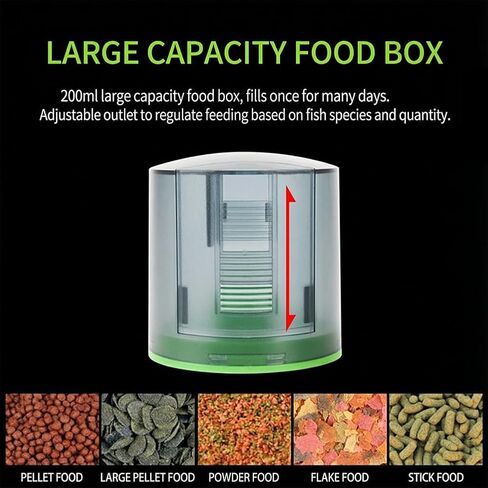 Automatic Fish Feeder for Aquarium, 200ML Large Capacity Auto Fish Food Dispenser with Digital Timer Display, for Small to Medium Tanks with Granules Pellets in Saudi Arabia