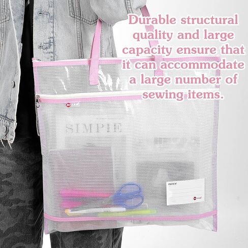 6 Pcs Sew Project Bags 16 x 16 Inch Quilting Craft Organizer Storage Bags with Handle and Pocket Jumbo Sew Quilting Mesh Bag for Quilters Knitting Stitching Crafter, 6 Colors (Bright Colors) in Kuwait