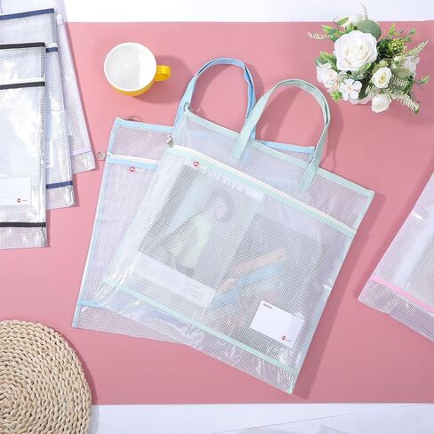 6 Pcs Sew Project Bags 16 x 16 Inch Quilting Craft Organizer Storage Bags with Handle and Pocket Jumbo Sew Quilting Mesh Bag for Quilters Knitting Stitching Crafter, 6 Colors (Bright Colors) in Kuwait