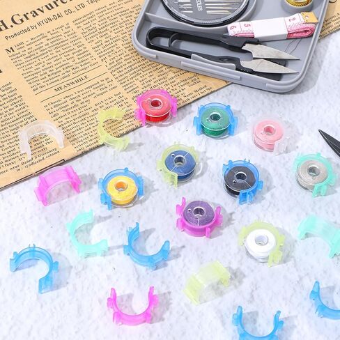Sewing Bobbin Clips, 50 Pcs Clear Bobbin Holder Plastic Sewing Tool Clip Accessory Thread Clamps Clips Holder Tool Spools Organizers for DIY Craft Embroidery (5 Colors) in Saudi Arabia