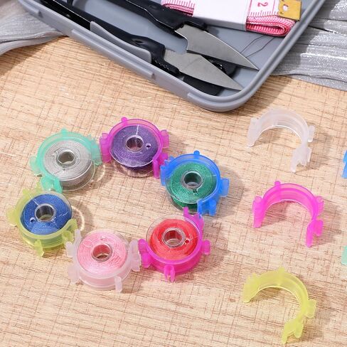 Sewing Bobbin Clips, 50 Pcs Clear Bobbin Holder Plastic Sewing Tool Clip Accessory Thread Clamps Clips Holder Tool Spools Organizers for DIY Craft Embroidery (5 Colors) in Saudi Arabia