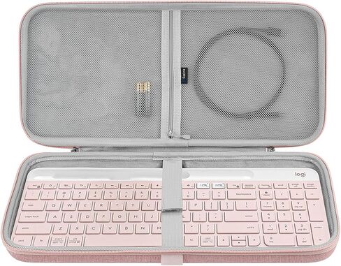 حافظة لوحة المفاتيح ذات الغلاف الصلب من GEEKRIA متوافقة مع Logitech K580، K585 Slim Multi-Device، MK470 Slim Wireless، حقيبة حمل للفأرة المدمجة المتوافقة مع Logitech MX Anywhere 3 (وردي) in Saudi Arabia