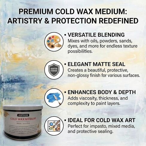 شمع بارد متوسط ​​10.15 أونصة سائلة (300 مل) - للطلاء الزيتي ومانع تسرب الألوان المائية - شمع أبيض غير شفاف متعدد الاستخدامات للمجلات الفنية والإشارات المرجعية والصور - لمسة نهائية غير لامعة وملمس متوسط ​​للرسم الزيتي in Kuwait