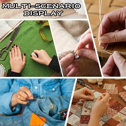 44 Pcs Big Eye Steel Sewing Needles Kit, Stainless Steel Needles for Hand Sewing with Thread Ripper, Needle Threaders, Threads and Thimbles, Beginner Sewing Kit for Mending Clothes and Repairs in Kuwait