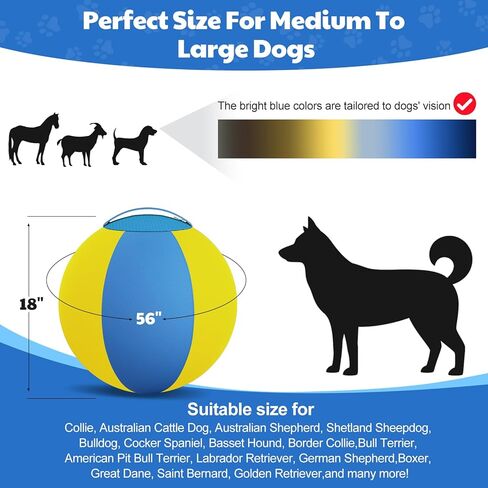 كرة الرعي للكلاب مقاس 18 بوصة من Happypaw - مقاومة معززة للمضغ ومواد شديدة التحمل، لعبة متينة للكلاب، معدات خفة الحركة للرعاة الأستراليين والماشية والكولي الحدودية والسلالات الصغيرة والمتوسطة in Kuwait