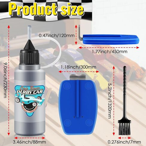 7 Pcs Derby Car Kit 0.7oz Graphite Powder Lubricant, 4 Polished Speed Axles, Axle Inserter Guide, Cleaning Brush, Derby Car Accessories for Increasing Speed in Saudi Arabia