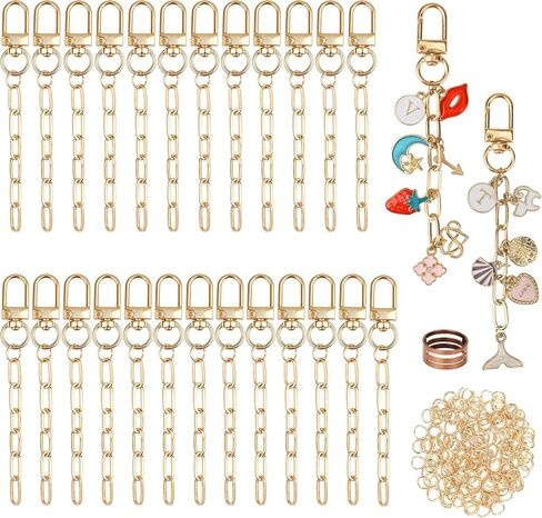 Starry 126Pcs Keychain Making Kit DIY Bag Charm Kit 25 Set Keychain Clips with Extender Chain Bulk 100 Jump Ring for Jewelry Bags Accessories DIY Craft Supplies in Kuwait