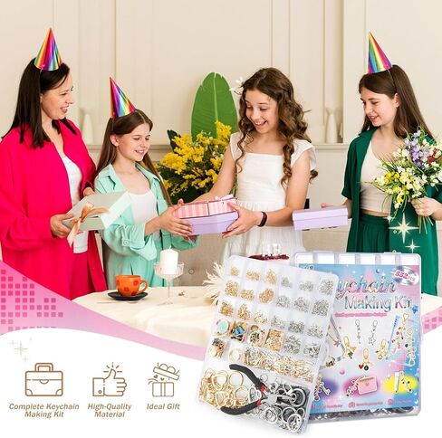 مجموعة صنع سلسلة مفاتيح ملمع الشفاه الساحرة من زيفي 552 قطعة، مجموعة سحر حقيبة ذهبية وفضية، بما في ذلك 214 قطعة سحرية و24 مشبك سلسلة مفاتيح مع صندوق منظم، لوازم حرفية يدوية لصنع المجوهرات والهدايا in Kuwait