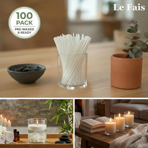 100-Pack 4.7 Inch Pearled Candle Cotton Wicks, White, No Metal No Lead, 100% Natural Cotton, for DIY Sand Candle Making, Extra Wax Wicks Refill for Pearled Candle Wax in Saudi Arabia