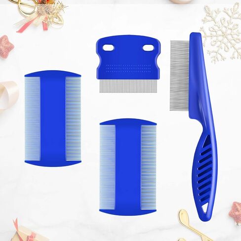 4 Pack Dog Grooming Comb, Pet Flea Lice Combs, Stainless Steel Cat Combs with Rounded Teeth, Double Sided Professional Pet Tear Stain Remover, Dematting Tool for Small, Medium & Large Pets in Saudi Arabia