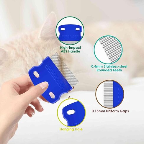 4 Pack Dog Grooming Comb, Pet Flea Lice Combs, Stainless Steel Cat Combs with Rounded Teeth, Double Sided Professional Pet Tear Stain Remover, Dematting Tool for Small, Medium & Large Pets in Saudi Arabia