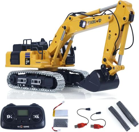 الولايات المتحدة في المخزون، 1/50 RC Digger PC520، حفار كهربائي للتحكم في الراديو، حفارة للمركبات الهندسية، مسارات معدنية، أضواء صوتية، نموذج مجموعة هواية للأعمار من 14 عامًا فما فوق in Kuwait