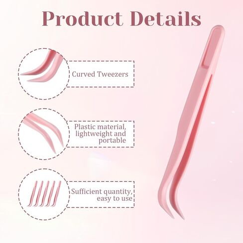 Xelsluthe 12 Pack Plastic Tweezers for Crafts, 4.5 Inch Bent Tweezers for Jewelry Making, Baking Decoration, Reptile Feeding, Bead Bracelets, Pink in Kuwait