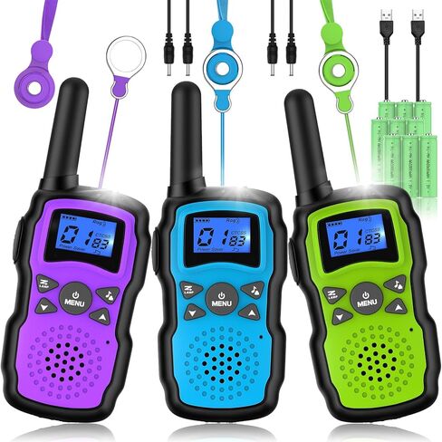 Wishouse Walkie Talkies for Kids Adult Long Range Rechargeable 3 Pack,Boy Wearable Walky Talky Set 2 Way Radio with USB Charger Battery,Camping Games Toy Birthday Xmas Gift for Girl Children Family in Kuwait