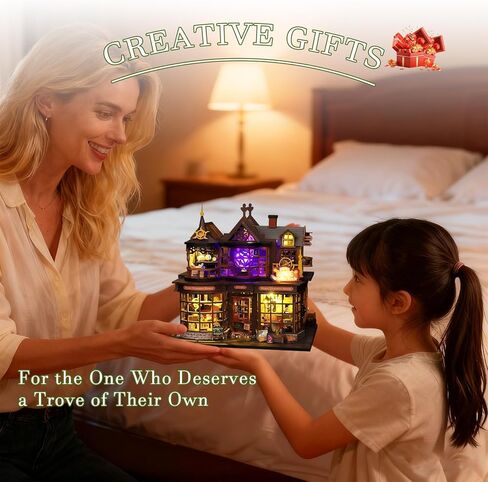 طقم منزل مصغر من OZJAY DIY، طقم بناء منزل صغير مع أثاث، طقم مصغر للبالغين في سن المراهقة، طقم نموذج تصميم باب مفتوح لبيت الدمى لأعياد الميلاد وعيد الميلاد، بيت الكنز السحري in Kuwait