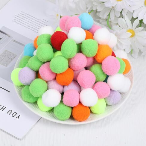 100PCS Small Craft Pom Poms for Crafts, 1.2 Inch Assorted Colored Cotton Balls for Hobby Supplies DIY Craft Making Decorations in Kuwait