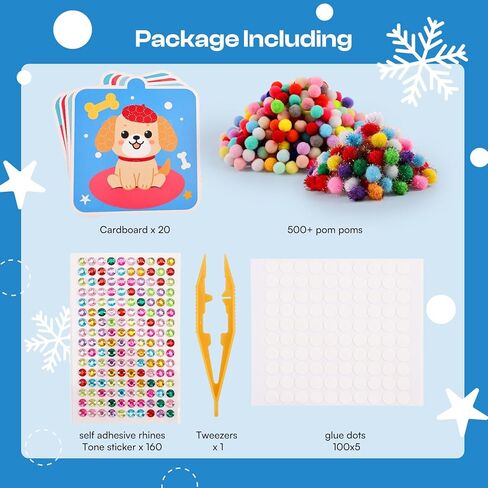 Caydo Pom Poms Art & Crafts Kit for Kids Ages 3 4 5 6, Easy Toddler Sensory Activity Kit, Build Fine Motor Skills & Hand-Eye Coordination, Valentine's Day Gift for Girls and Boys in Saudi Arabia