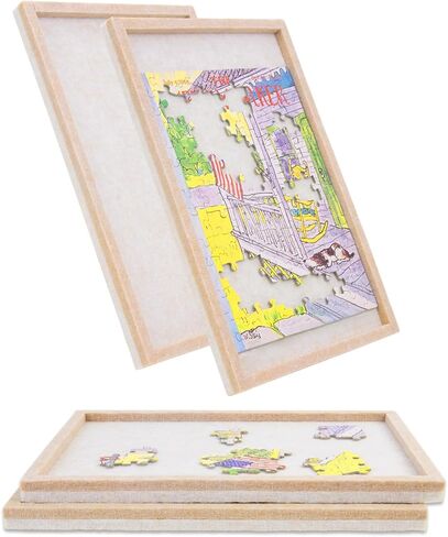 Portable Puzzle Board 4-Pack, Small Jigsaw Puzzle Board for Mini Puzzles, 11.8" x 7.8" Lightweight Felt Puzzle Board for Travel, Outdoor Activities, Parties in Kuwait