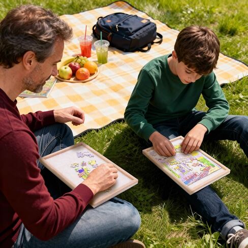 Portable Puzzle Board 4-Pack, Small Jigsaw Puzzle Board for Mini Puzzles, 11.8" x 7.8" Lightweight Felt Puzzle Board for Travel, Outdoor Activities, Parties in Kuwait