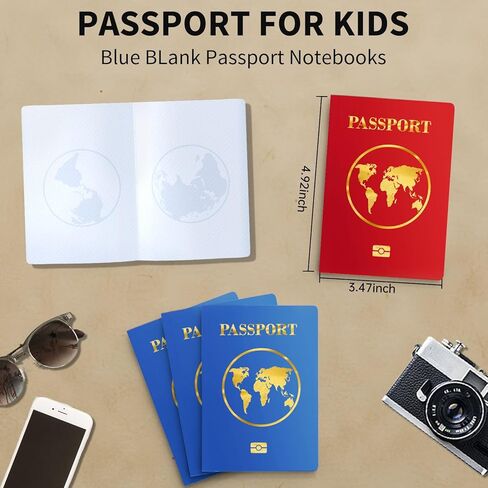 10 Pcs Blank Passport Notebook Kids Passport Book for School Projects and Party Supplies Blank Fake Passport Notebooks for Pretend Travel and Fun Stamps Adventure Games for Children (10) in Saudi Arabia