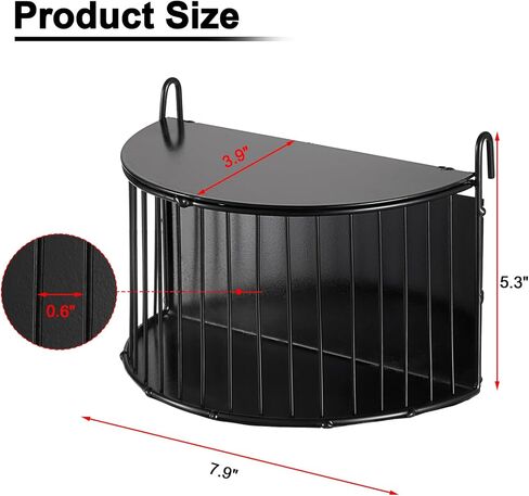 Upgraded Hay Rack for Rabbits, Bunny Feeder for Guinea Pigs Chinchillas, Black, Hanging Hay Feeder with Lid, Bunny Feeding Holder, Metal, Semicircular, Chinchilla Cage Accessories in Saudi Arabia