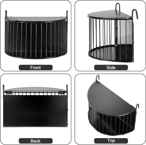Upgraded Hay Rack for Rabbits, Bunny Feeder for Guinea Pigs Chinchillas, Black, Hanging Hay Feeder with Lid, Bunny Feeding Holder, Metal, Semicircular, Chinchilla Cage Accessories in Saudi Arabia