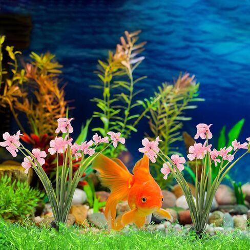 Yardwe قطعتان من نباتات حوض السمك الاصطناعية لتزيين خزان الأسماك ونباتات وهمية لسطح المكتب وخزان أسماك البيتا وديكور المنزل والمكتب in Saudi Arabia