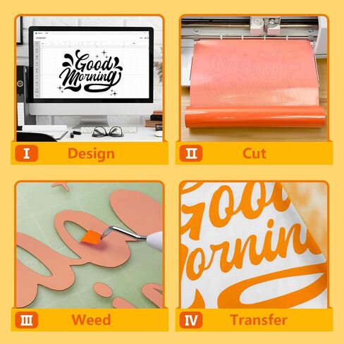 TransOurDream Tru-PU Smart Iron On Vinyl Compatible with Cricut Maker 3, Explore 3, Air 2, 13'' x 10ft Flock Orange Iron On Vinyl for T-Shirts, Matless Smart Vinyl Roll in Saudi Arabia
