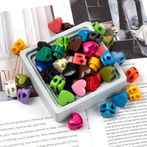 GTILE 120PCS Colorful Heart-Shaped Cord Locks, Adjustable Round Cord Stops, Double Hole Fastener Slider Toggles Clip for Paracord, Backpacks (Colorful) in Kuwait