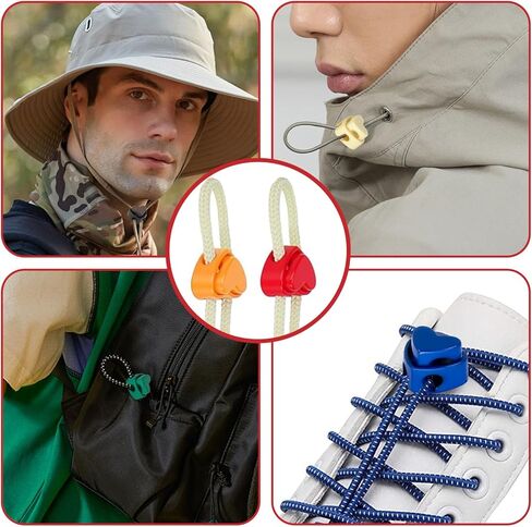 GTILE 120PCS Colorful Heart-Shaped Cord Locks, Adjustable Round Cord Stops, Double Hole Fastener Slider Toggles Clip for Paracord, Backpacks (Colorful) in Kuwait