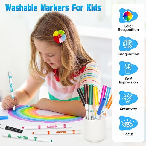 256 PCS Washable Markers for Kids, Colored Markers Bulk for School, Thin Marker Set in 16 Assorting Colors, Fine Line Marker with Conical Tip, Back to School Supplies, Classroom Must Haves in Saudi Arabia
