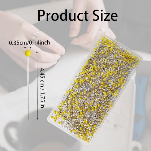 500 PCS Sewing Pins, Ball Glass Head Pins, 1.75 inch Straight Pin, Ball Head Quilting Pin, Straight Pin for Fabric for Sewing, Crafts, DIY (Yellow) in Saudi Arabia