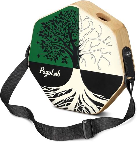 POGOLAB Two-tone Cajon, Portable Travel Wooden Drum with Adjustable Strap, Easy to Carry, Unique Appearance, Beautiful Percussion Instrument (Natural Brown) in Saudi Arabia