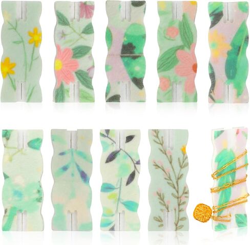 10 قطع منظم مجوهرات خالٍ من التشابك، حامل بطاقة عرض القلادة العالمي، حاويات قلادات محمولة قابلة لإعادة الاستخدام ومنظم للسفر (زهرة) in Kuwait