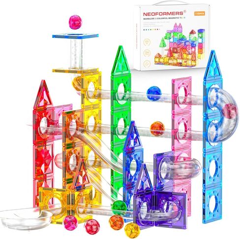115PC Marble Run Toy Maze Race Track 3D Magnetic Tiles Set STEM Building & Learning Educational Magnet Construction Child Brain Development Kit Playset in Saudi Arabia