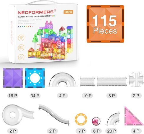 115PC Marble Run Toy Maze Race Track 3D Magnetic Tiles Set STEM Building & Learning Educational Magnet Construction Child Brain Development Kit Playset in Saudi Arabia