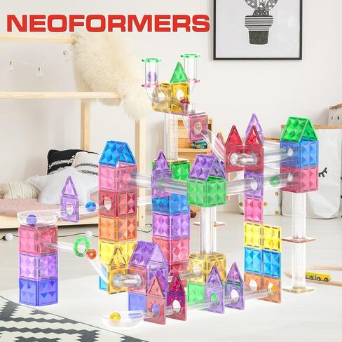 115PC Marble Run Toy Maze Race Track 3D Magnetic Tiles Set STEM Building & Learning Educational Magnet Construction Child Brain Development Kit Playset in Saudi Arabia